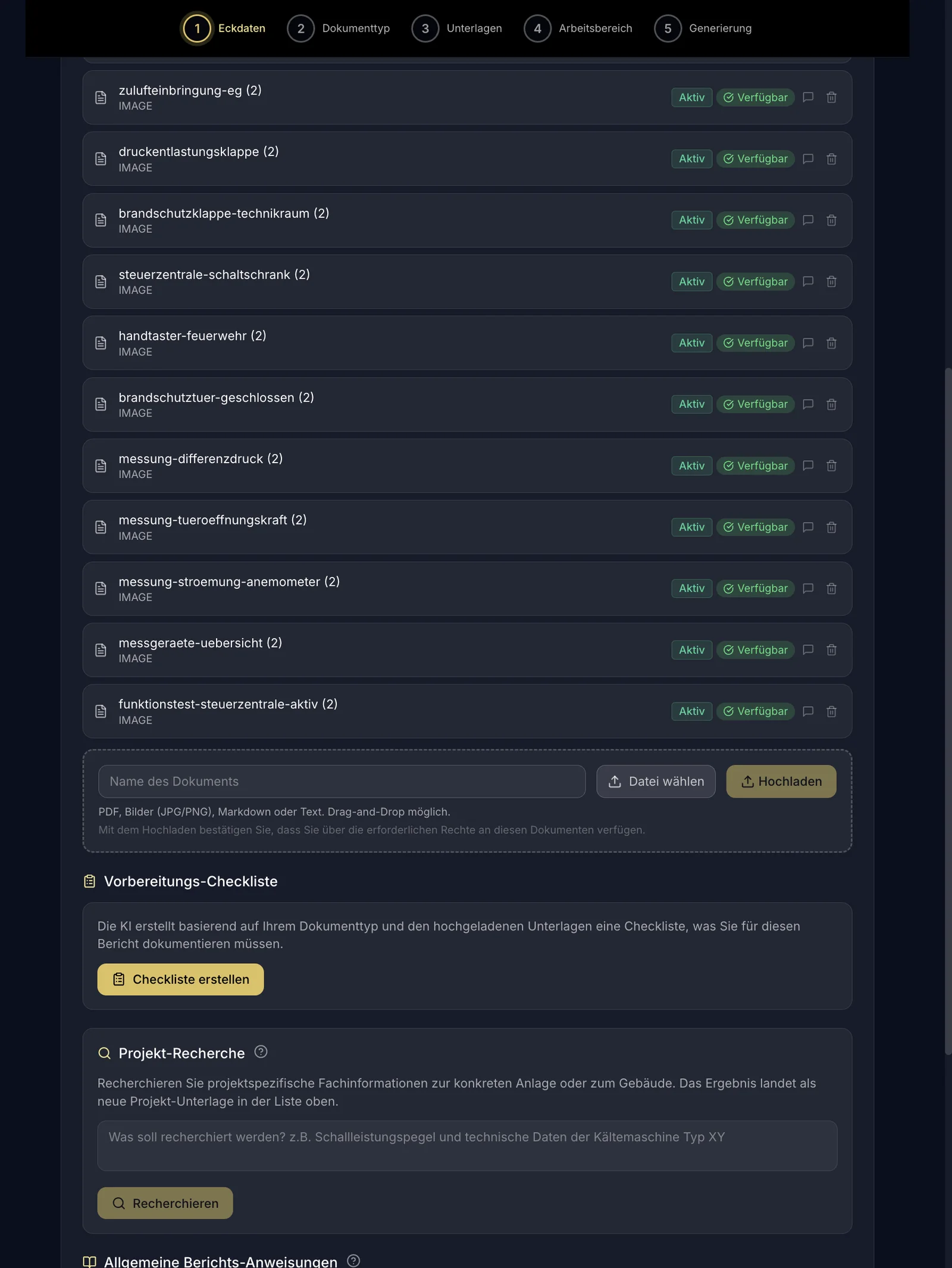 Schritt 3: Unterlagen