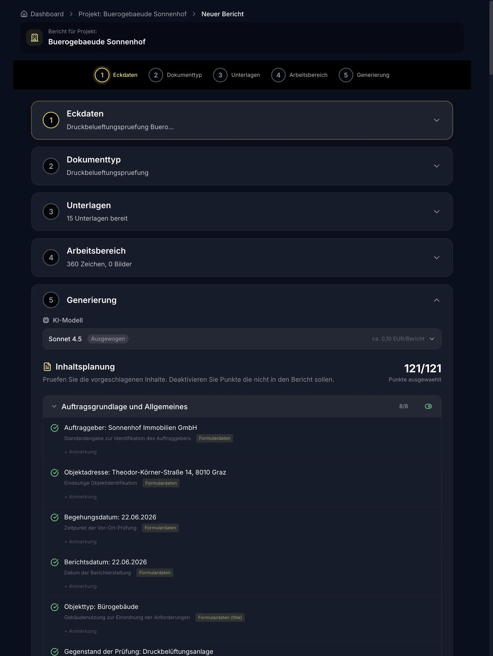 Schritt 5: Generierung